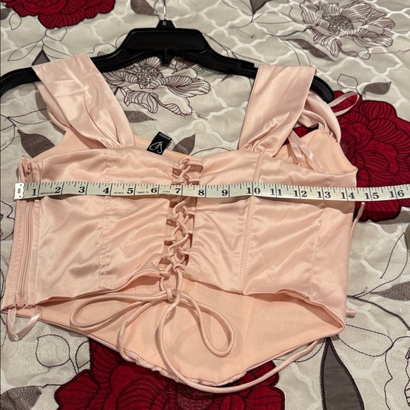 Windsor Pink satin bustier top Renaissance Spell Lace-Up Satin Corset. - Picture 6 of 7